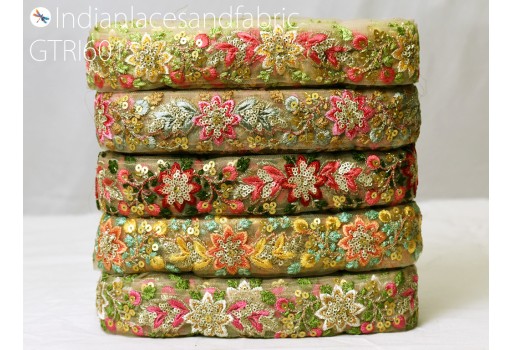 9 Yard Embroidered Women Dresses Ribbon Sewing Embroidery Fabric Trim home decoration Cushions Cover Crafting Sari Border garment costume Indian Wedding Embellishment Bridal Belt Tape