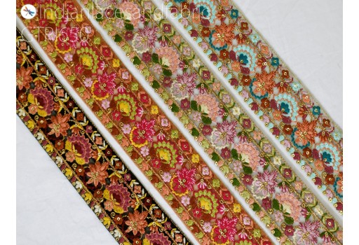 Embroidered Sari Border Embellishments Embroidery Trim By 3 Yard Saree Ribbon Cushions Sewing Crafting Trimmings Curtains Headbands Festival Celebrations lace