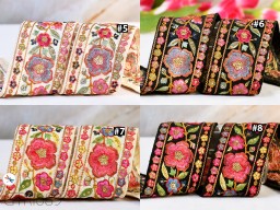 Embroidered Fabric Trim By 3 Yard Decorative Embroidery Ribbon Embellishments DIY Crafting Sewing Saree Indian Sari Border Home Decor Bags