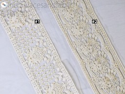 Embroidered Fabric Trim By 3 Yard Indian Sari Border Cushions DIY Crafting Wedding Saree Sewing Embroidery Dress Embellishment Ribbon Trimming