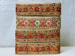 Indian Embroidered Trim By 3 Yard Sari Embellishments Embroidery Saree Ribbon Cushions Home Décor Sewing Crafting Trimmings Curtain Border