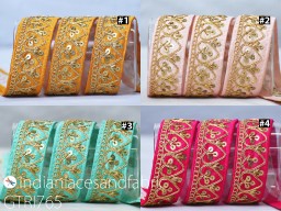 9 Yard Decorative Embroidered Sari Border Crafting Gift Wrapping ribbon Embroidery Sequins Work Clothing Saree Fabric trims embellishments Indian Pillow Cover Lace