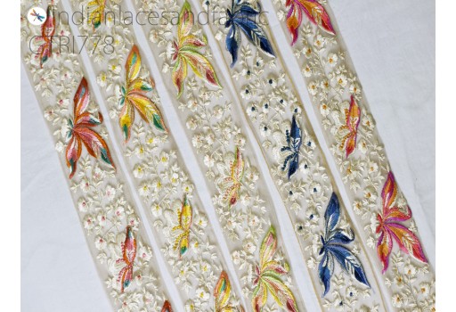 9 Yard Handmade Embroidery Dresses Ribbon Embellishments DIY Crafting Sewing Saree Indian Sari Border Embroidered Fabric Trim Decorative Home Decor Bags Lace