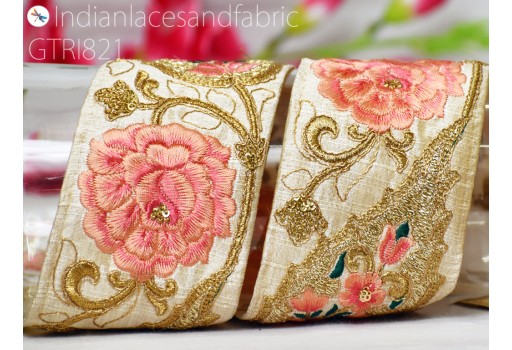 9 Yard Gold Embroidered Ribbon Decorative Floral Lace Indian Sari Border Sewing Fabric DIY Hair Christmas Crafting Trimmings Home Décor Headbands Trim