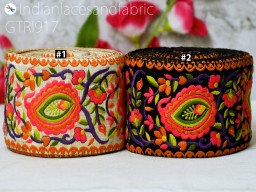Embroidered Fabric Trim By 3 Yard Indian DIY Crafting Sari Border Saree Laces Sewing Decorative Ribbons Trimmings Cushions Beach Bags Hats