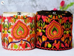 9 Yard Embroidered Fabric Trim Indian DIY Crafting Sari Border Saree Boutique Material Laces Sewing Decorative Ribbons Costume Trimmings Cushions Beach Bags Hats Tape