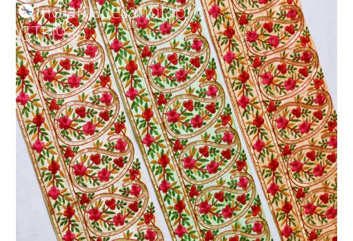 Indian DIY Crafting Embroidery Fabric Trim By 3 Yard Embroidered Decorative Laces Sari Border Saree Ribbon Sewing Tape Curtains Home Decor