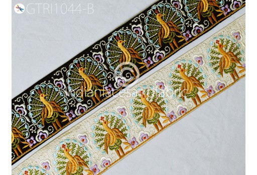 Embroidered Trim by 3 yard Indian Drapery Embellishments Hats Bag Saree Trimming Decorative Ribbon Crafting Sewing Sari Borders Home Decor