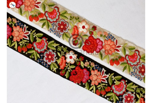 3 Yard Indian Embroidered Fabric Trim Embellishment Saree Ribbon Sewing Crafting Embroidery Border Wedding Dress Trimmings Cushion Covers