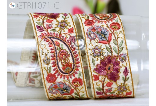 9 Yard Indian Embroidered Fabric Trim Saree Cushion Covers Ribbon Sewing Crafting Embellishment Embroidery Border Wedding Dress Trimmings Bridal Belt Lace