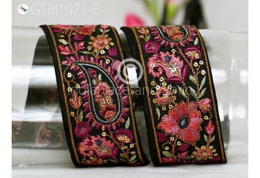 Indian Embroidered Fabric Trim By Yard Saree Ribbon Sewing Crafting Embellishment Embroidery Border Wedding Dress Trimmings Cushion Covers