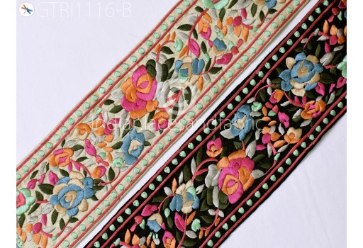 Embroidered Fabric Trim By 3 Yard Indian Sari Border Saree Laces Sewing DIY Crafting Decorative Ribbons Trimmings Cushions Beach Bags Hats