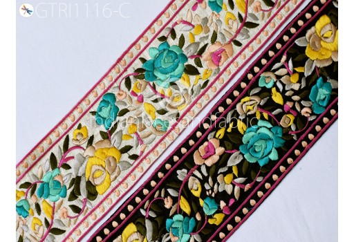 9 Yard Handmade Embroidered Fabric Trim Indian Sari Border Saree Laces Sewing DIY Crafting Decorative Ribbons Trimmings Cushions Beach Bags Hats Making Tape