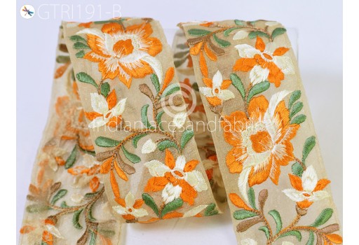 9 Yard orange wholesale embroidery beach bag cushion cover trimming kurti ribbon embroidered sari border crafting lehenga fabric saree sewing decorative trim garments accessories