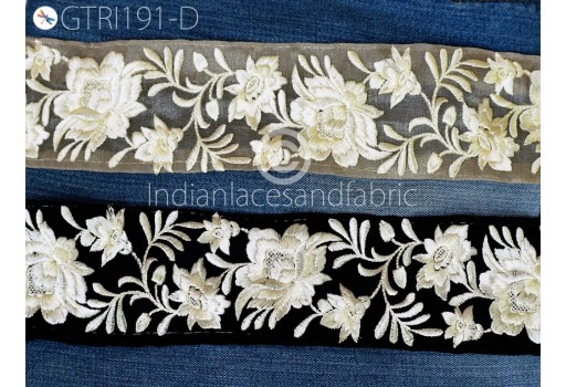 Ivory saree embroidery costume ribbon by 3 yard embellishments embroidered Indian trim crafting sewing trimming fabric wedding sari border decorative dresses tape garment accessories