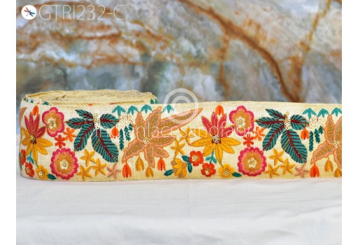 Embroidered curtains ribbon Indian yellow laces sari border fabric embroidery décor sewing cushion décor trim by 3 yard thread crafting lehenga trimmings clothing accessories