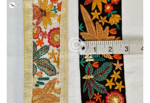 Embroidered curtains ribbon Indian yellow laces sari border fabric embroidery décor sewing cushion décor trim by 3 yard thread crafting lehenga trimmings clothing accessories