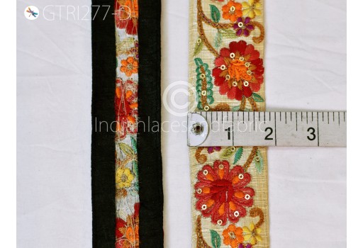 Orange embroidery lehenga trim by the yard Christmas trimming Indian laces embroidered costume decorative craft trim fashion sewing dupatta border garments accessories