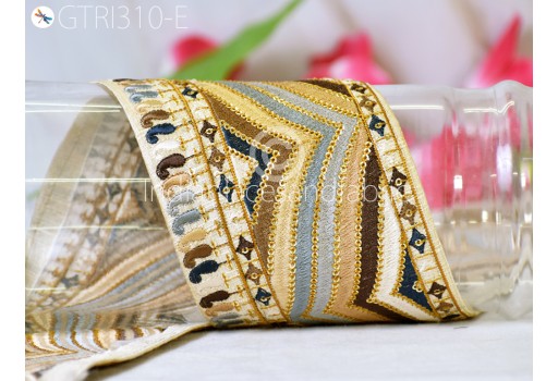 9 Yard Wholesale Indian Embroidered Trimmings festive wear Saree Ribbons Trim for dupatta Embroidery Border Embellishments Cushions Home Décor Sewing DIY Crafting  garment costume 