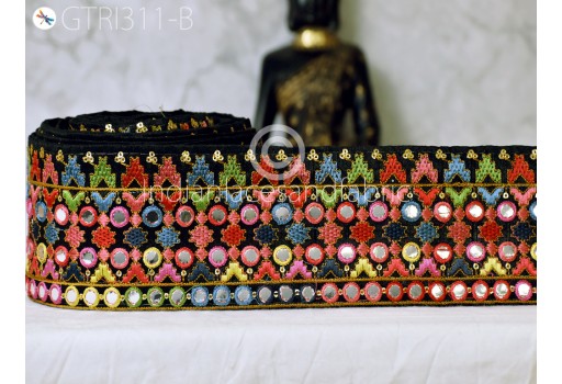 Multicolor Indian embroidered trim by 3 yard drapery hats bag saree trimming decorative ribbon crafting sewing sari borders embellishments bridal belt home décor cushions table runner tape 
