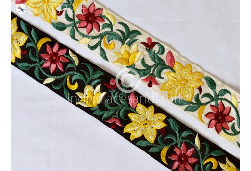 9 Yard Yellow Indian gown borders Embellishments bridal belt Embroidery Trim Embroidered Saree Ribbon Cushions Sew DIY Crafting Trimmings Headbands sewing lace clothing accessories
