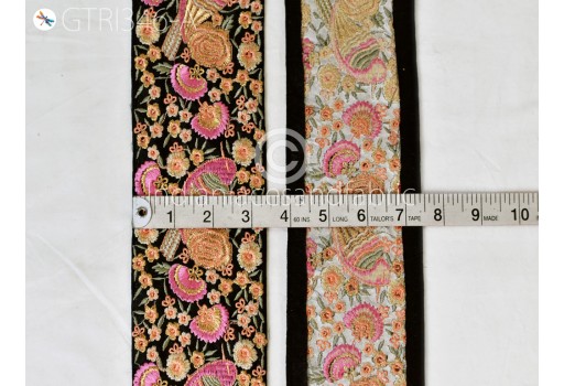 9 Yard embellishment bridal gown tape Pink Lovely Bird Border Sewing Fabric Ribbon Embroidered Decorative Costume Trim for dresses hat making cushion cover Beach Bags Hats Trimmings