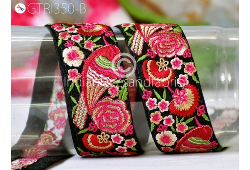 Embroidery saree ribbon embroidered trim by the yard table runner tape decorative border tape diy crafting sewing curtains belts cushions Indian home decor garment accessories