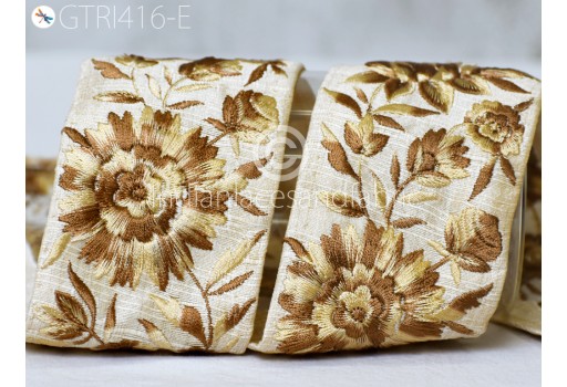 9 Yard Decorative Floral Crafting Sewing Guitar Belts Beach Bag Cushions Trimming Pillow Cover Ribbon Embellishments Embroidered Fabric Trim Indian Sari Border