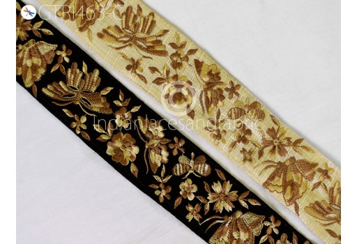 Embroidered DIY crafting saree ribbon fabric trim by yard embellishment cushions cover trim sari border Indian wedding wear sewing tape embroidery Kurtis dress trimming party gown lace 