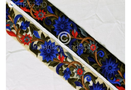 9 Yard Embroidery Indian Blue Sari Border Embroidered Trim Decorative DIY Crafting Ribbons Sewing Garment Costume tape Home Decor lace Clothing accessories