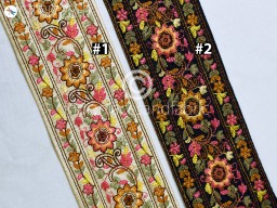 Embroidery Fabric Trim By 3 Yard Embroidered Ribbon Decorative Embellishments DIY Crafting Sewing Saree Indian Sari Border Home Decor Bags
