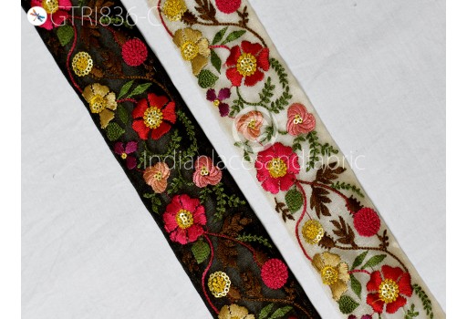 9 Yard Indian Embroidered Fabric Trim Embroidery DIY Crafting Sari Border Wedding Wear Gown Saree Sewing Embellishment Dresses Ribbon Cushions Cover Trimming