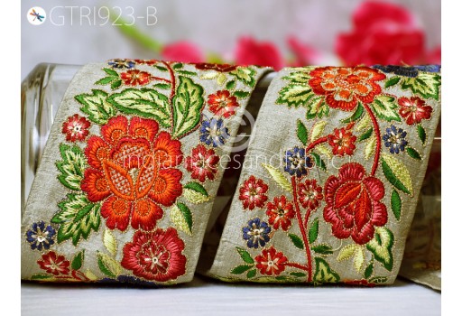 9 Yard Indian Embellishment Embroidered Trim Curtains Cushion Covers Embroidery Saree Ribbon Sewing DIY Crafting Border Wedding Boutique Material Trimmings