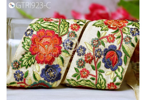 Embroidered Trim By 3 Yard Indian Embellishment Cushion Covers Embroidery Saree Ribbon Sewing DIY Crafting Border Wedding Trimmings Curtains