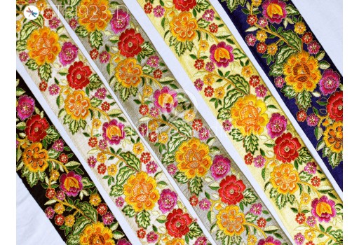 Indian Sari Embroidered Saree Ribbon By 3 Yard Cushions Sewing Crafting Trimmings Christmas garment costume Border Curtain Home Décor Embroidery Trim Embellishments