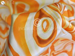 Indian Yellow Satin Georgette Fabric By Yard Flowy Floral Soft Printed Summer Dresses Shirt Comfortable Clothing Party Costumes Drapery Sewing Kids Crafting
