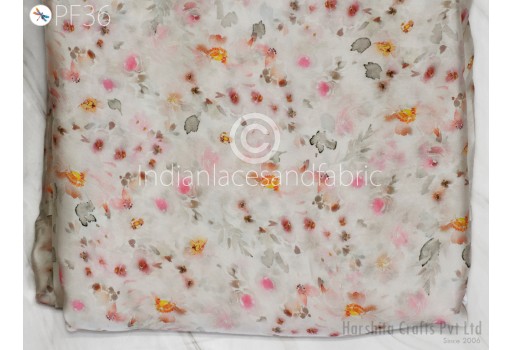 Printed Fabric By Yard Satin Georgette Flowy Floral Fabric Soft Summer Dress Shirt Comfortable Clothing Party Costumes Drapery Sewing Dress Material Kids Crafts