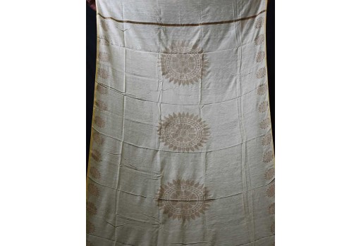 Indian beige chanderi cotton dupatta boho women stole elegant evening scarves gifts for bridesmaid stoles christmas fashion accessory