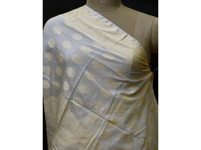 Dyeable Indian Wedding Dupatta Ivory Gold Chanderi Cotton Bridesmaid Evening Scarves Boho Women Stole Gifts For Christmas Fashion Accessory