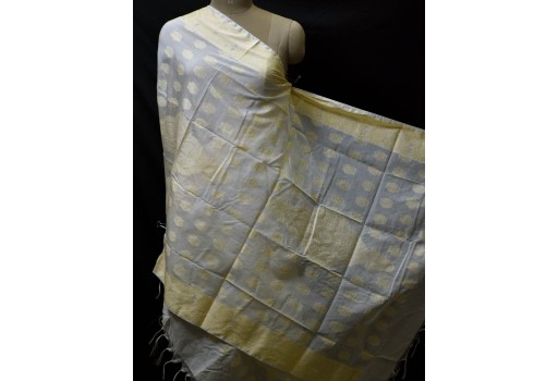 Dyeable Indian Wedding Dupatta Ivory Gold Chanderi Cotton Bridesmaid Evening Scarves Boho Women Stole Gifts For Christmas Fashion Accessory