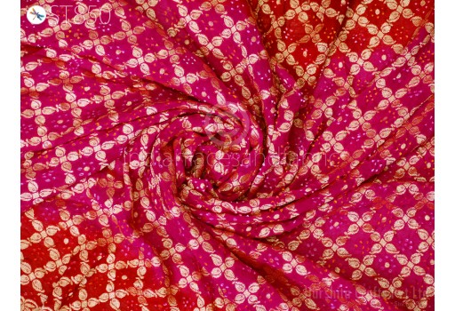 Pure Georgette Banarasi Dupatta with Golden Zari Border. 2.4 Yard Tie Dye Indian Bandhini Dupatta Banarasi Brocade Bridal Chunni Stole Pakistani Bridal Veil Long Scarves Gift.