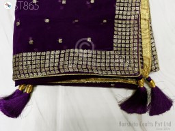 Purple Dupatta Organza Indian Bridal Wedding lehenga Chunni Veil Gold Sequin Tassels Scarf Crafting Dresses Costumes Stoles Making Gift Her Chunni