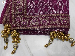  Indian  Women Plum Indian Wedding Dupatta Embroidered Net Long Dupatta Chuni Bridal Veil Lehenga Embroidery Stoles Punjabi Dress Chunni Head Scarf Women.