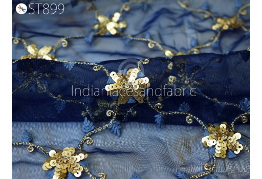 Blue Indian Wedding Dupatta Embroidered Net Long Dupatta Chuni Bridal Veil Lehenga Embroidery Stoles Punjabi Dress Chunni Head Scarf Women