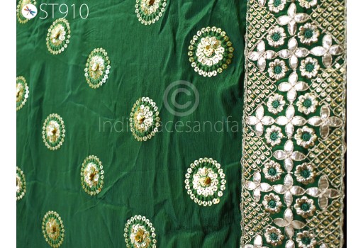 Gota Patti Dupatta Green Chiffon Bridal Wedding lehenga Handcrafted Heavy Chunni Veil Sequin Scarf Indian Fabric Dresses Gift Her Bridesmaid