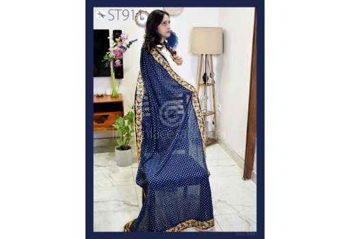 Navy Blue Georgette Dupatta Bridal Wedding Lehenga Heavy Chunni Indian Handcrafted Veil Gota Kinari Sequin Scarf Dresses Gift Her Bridesmaid