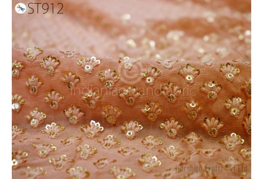 Peach Georgette Dupatta Bridal Wedding Lehenga Heavy Chunni Beaded Tassels Indian Handcrafted Veil Sequin Scarf Dresses Gift Her Bridesmaid
