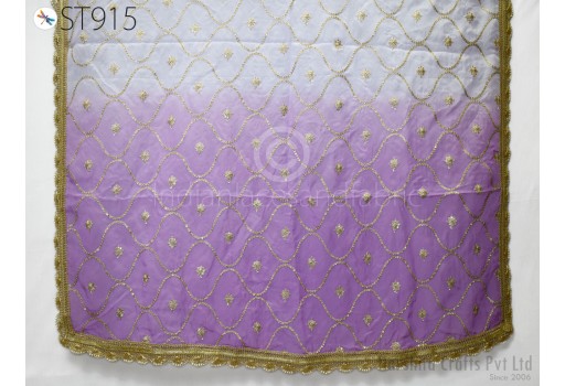 Indian Fancy Lavender Organza Dupatta Embroidered Indian Bridal Wedding lehenga Chunni Veil Sequin Scarf Fabric Crafting Dresses Costumes Gift for Her. 
