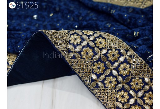 Gota Patti Dupatta Blue Georgette Bridal Wedding lehenga Indian Handcrafted Heavy Chunni Veil Sequin Scarf Dresses Gift Her Bridesmaid