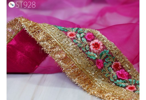 Magenta Silk Organza Gota Dupatta Light Weight Indian Bridal Wedding lehenga Ombre Chunni Veil Sequin Scarf Crafting Dress Costumes Gift for Her